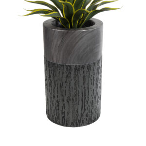 GloboStar® Artificial Garden PISA 20761 Επιδαπέδιο Πολυεστερικό Τσιμεντένιο Κασπώ Γλάστρα – Flower Pot Γκρι Ανθρακί Φ36 x Υ60cm