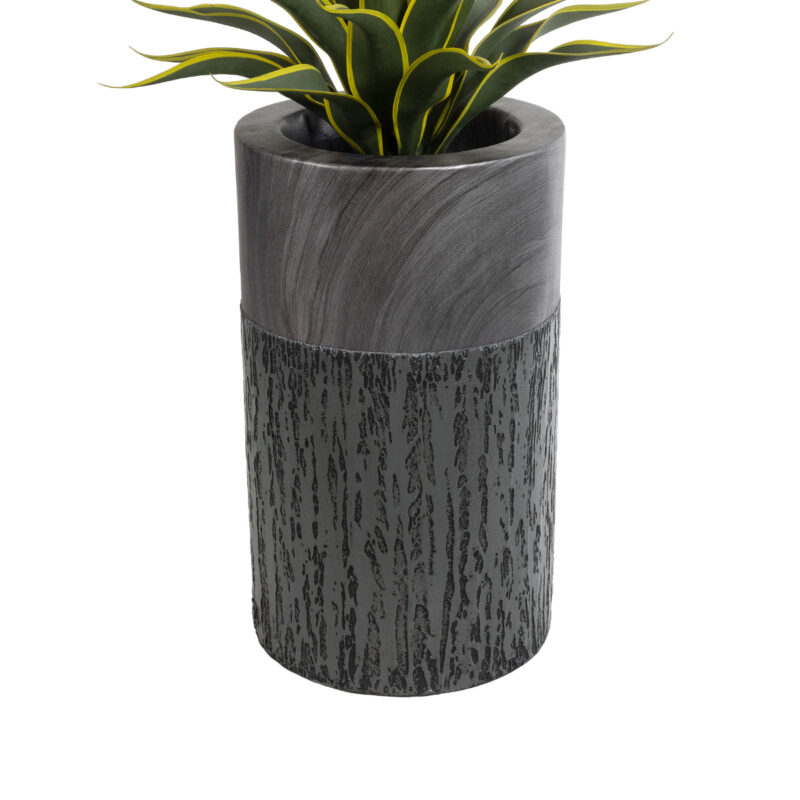 GloboStar® Artificial Garden PISA 20761 Επιδαπέδιο Πολυεστερικό Τσιμεντένιο Κασπώ Γλάστρα – Flower Pot Γκρι Ανθρακί Φ36 x Υ60cm