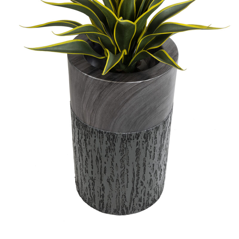 GloboStar® Artificial Garden PISA 20761 Επιδαπέδιο Πολυεστερικό Τσιμεντένιο Κασπώ Γλάστρα – Flower Pot Γκρι Ανθρακί Φ36 x Υ60cm