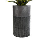 GloboStar® Artificial Garden PISA 20761 Επιδαπέδιο Πολυεστερικό Τσιμεντένιο Κασπώ Γλάστρα – Flower Pot Γκρι Ανθρακί Φ36 x Υ60cm