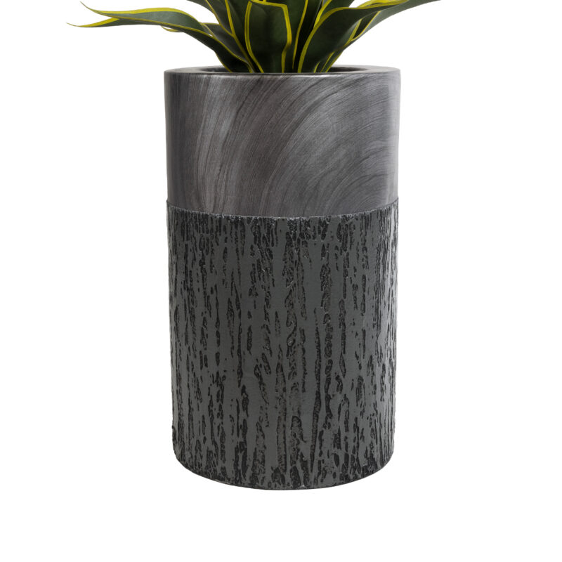 GloboStar® Artificial Garden PISA 20761 Επιδαπέδιο Πολυεστερικό Τσιμεντένιο Κασπώ Γλάστρα – Flower Pot Γκρι Ανθρακί Φ36 x Υ60cm