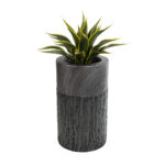 GloboStar® Artificial Garden PISA 20761 Επιδαπέδιο Πολυεστερικό Τσιμεντένιο Κασπώ Γλάστρα – Flower Pot Γκρι Ανθρακί Φ36 x Υ60cm