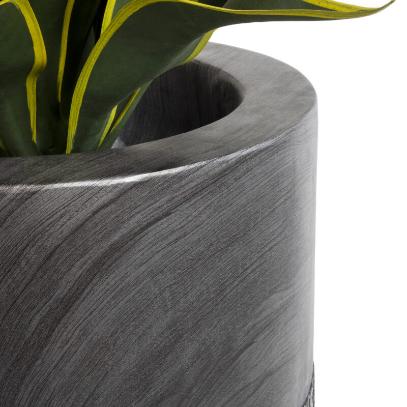 GloboStar® Artificial Garden PISA 20761 Επιδαπέδιο Πολυεστερικό Τσιμεντένιο Κασπώ Γλάστρα – Flower Pot Γκρι Ανθρακί Φ36 x Υ60cm