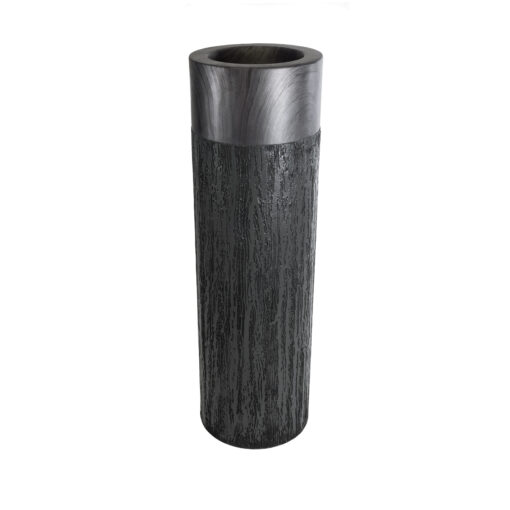 GloboStar® Artificial Garden PISA 20762 Επιδαπέδιο Πολυεστερικό Τσιμεντένιο Κασπώ Γλάστρα – Flower Pot Γκρι Ανθρακί Φ36 x Υ120cm