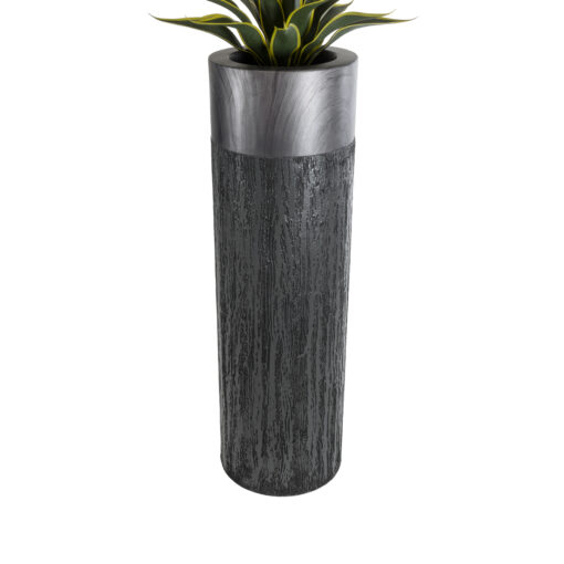 GloboStar® Artificial Garden PISA 20762 Επιδαπέδιο Πολυεστερικό Τσιμεντένιο Κασπώ Γλάστρα – Flower Pot Γκρι Ανθρακί Φ36 x Υ120cm