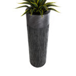 GloboStar® Artificial Garden PISA 20762 Επιδαπέδιο Πολυεστερικό Τσιμεντένιο Κασπώ Γλάστρα – Flower Pot Γκρι Ανθρακί Φ36 x Υ120cm