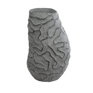 GloboStar® Artificial Garden GALICIA 20763 Επιδαπέδιο Πολυεστερικό Τσιμεντένιο Κασπώ Γλάστρα – Flower Pot Γκρι Φ52 x Υ80cm