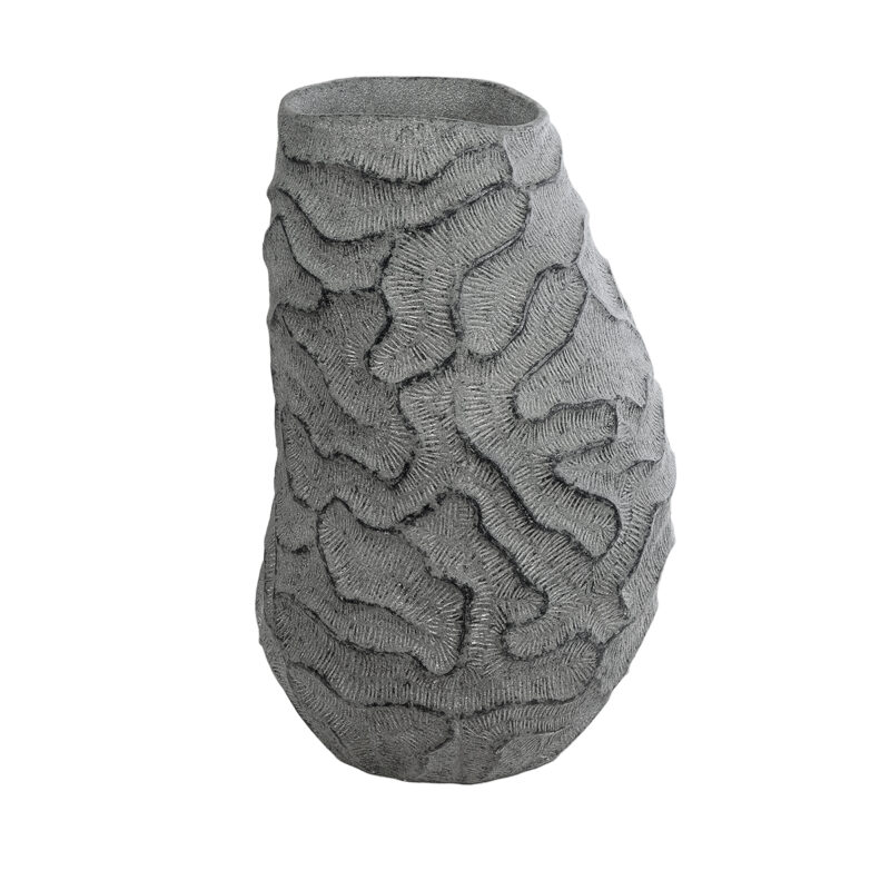 GloboStar® Artificial Garden GALICIA 20763 Επιδαπέδιο Πολυεστερικό Τσιμεντένιο Κασπώ Γλάστρα – Flower Pot Γκρι Φ52 x Υ80cm