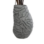 GloboStar® Artificial Garden GALICIA 20763 Επιδαπέδιο Πολυεστερικό Τσιμεντένιο Κασπώ Γλάστρα – Flower Pot Γκρι Φ52 x Υ80cm