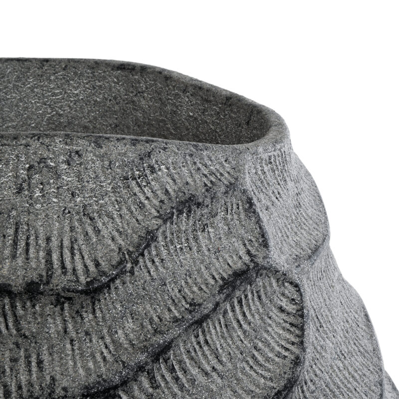 GloboStar® Artificial Garden GALICIA 20763 Επιδαπέδιο Πολυεστερικό Τσιμεντένιο Κασπώ Γλάστρα – Flower Pot Γκρι Φ52 x Υ80cm