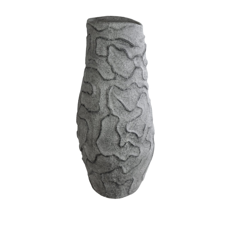 GloboStar® Artificial Garden GALICIA 20764 Επιδαπέδιο Πολυεστερικό Τσιμεντένιο Κασπώ Γλάστρα – Flower Pot Γκρι Φ50 x Υ110cm