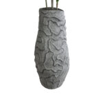 GloboStar® Artificial Garden GALICIA 20764 Επιδαπέδιο Πολυεστερικό Τσιμεντένιο Κασπώ Γλάστρα – Flower Pot Γκρι Φ50 x Υ110cm