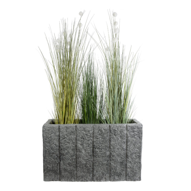 GloboStar® Artificial Garden PELLEGRINO 20765 Επιδαπέδιο Πολυεστερικό Τσιμεντένιο Κασπώ Γλάστρα – Flower Pot Γκρι Μ100 x Π31 x Υ60cm