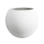 GloboStar® Artificial Garden MURANO 20766 Επιδαπέδιο Πολυεστερικό Τσιμεντένιο Κασπώ Γλάστρα – Flower Pot Λευκό Φ90 x Υ70cm