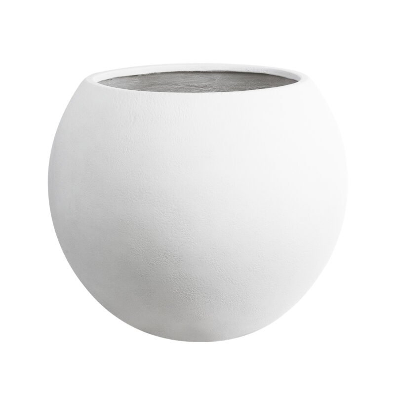 GloboStar® Artificial Garden MURANO 20766 Επιδαπέδιο Πολυεστερικό Τσιμεντένιο Κασπώ Γλάστρα – Flower Pot Λευκό Φ90 x Υ70cm