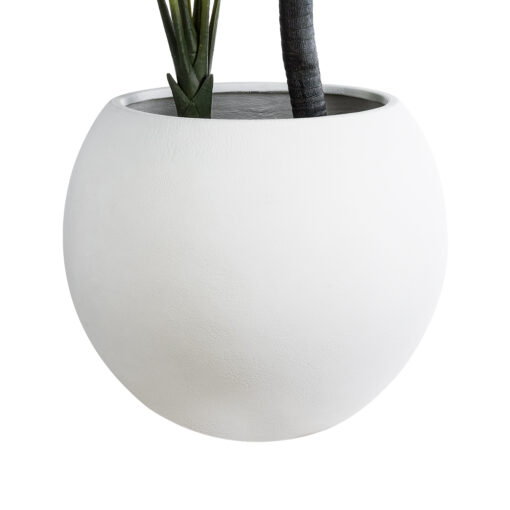 GloboStar® Artificial Garden MURANO 20766 Επιδαπέδιο Πολυεστερικό Τσιμεντένιο Κασπώ Γλάστρα – Flower Pot Λευκό Φ90 x Υ70cm
