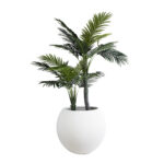 GloboStar® Artificial Garden MURANO 20766 Επιδαπέδιο Πολυεστερικό Τσιμεντένιο Κασπώ Γλάστρα – Flower Pot Λευκό Φ90 x Υ70cm