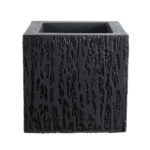 GloboStar® Artificial Garden CATALONIA 20767 Επιδαπέδιο Πολυεστερικό Τσιμεντένιο Κασπώ Γλάστρα – Flower Pot Μαύρο Μ30 x Π30 x Υ30cm