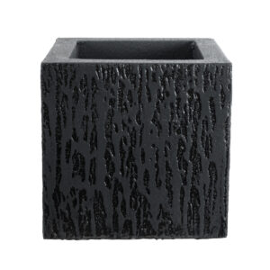 GloboStar® Artificial Garden CATALONIA 20767 Επιδαπέδιο Πολυεστερικό Τσιμεντένιο Κασπώ Γλάστρα – Flower Pot Μαύρο Μ30 x Π30 x Υ30cm