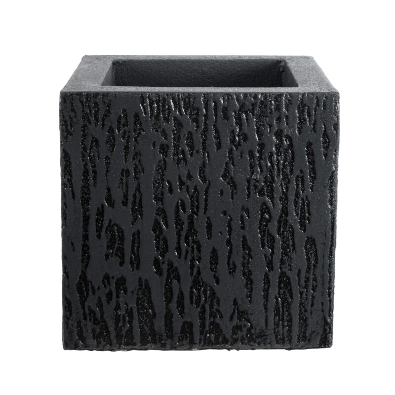 GloboStar® Artificial Garden CATALONIA 20767 Επιδαπέδιο Πολυεστερικό Τσιμεντένιο Κασπώ Γλάστρα – Flower Pot Μαύρο Μ30 x Π30 x Υ30cm