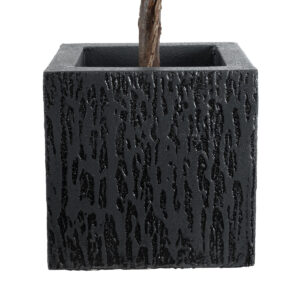 GloboStar® Artificial Garden CATALONIA 20767 Επιδαπέδιο Πολυεστερικό Τσιμεντένιο Κασπώ Γλάστρα – Flower Pot Μαύρο Μ30 x Π30 x Υ30cm