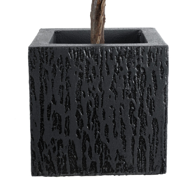 GloboStar® Artificial Garden CATALONIA 20767 Επιδαπέδιο Πολυεστερικό Τσιμεντένιο Κασπώ Γλάστρα – Flower Pot Μαύρο Μ30 x Π30 x Υ30cm