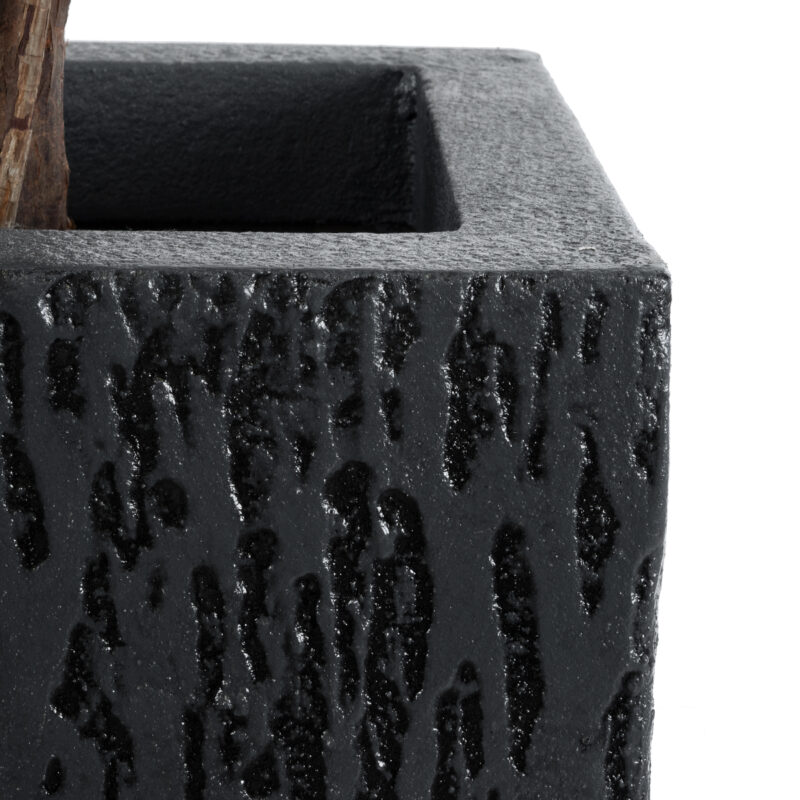 GloboStar® Artificial Garden CATALONIA 20767 Επιδαπέδιο Πολυεστερικό Τσιμεντένιο Κασπώ Γλάστρα – Flower Pot Μαύρο Μ30 x Π30 x Υ30cm