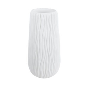 GloboStar® Artificial Garden ORIENTE 20768 Επιδαπέδιο Πολυεστερικό Τσιμεντένιο Κασπώ Γλάστρα – Flower Pot Λευκό Φ35 x Υ65cm