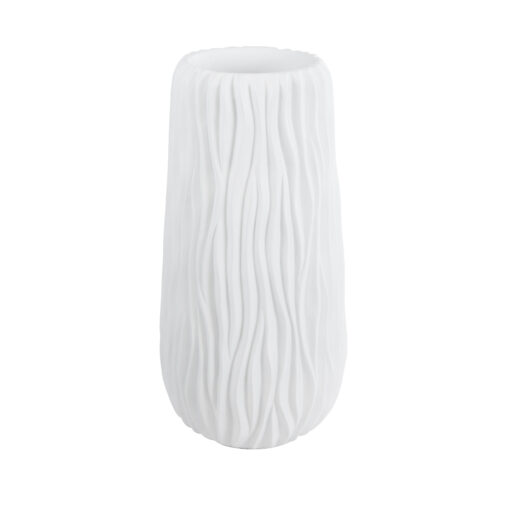 GloboStar® Artificial Garden ORIENTE 20768 Επιδαπέδιο Πολυεστερικό Τσιμεντένιο Κασπώ Γλάστρα – Flower Pot Λευκό Φ35 x Υ65cm