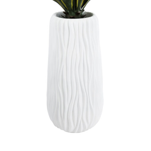 GloboStar® Artificial Garden ORIENTE 20768 Επιδαπέδιο Πολυεστερικό Τσιμεντένιο Κασπώ Γλάστρα – Flower Pot Λευκό Φ35 x Υ65cm