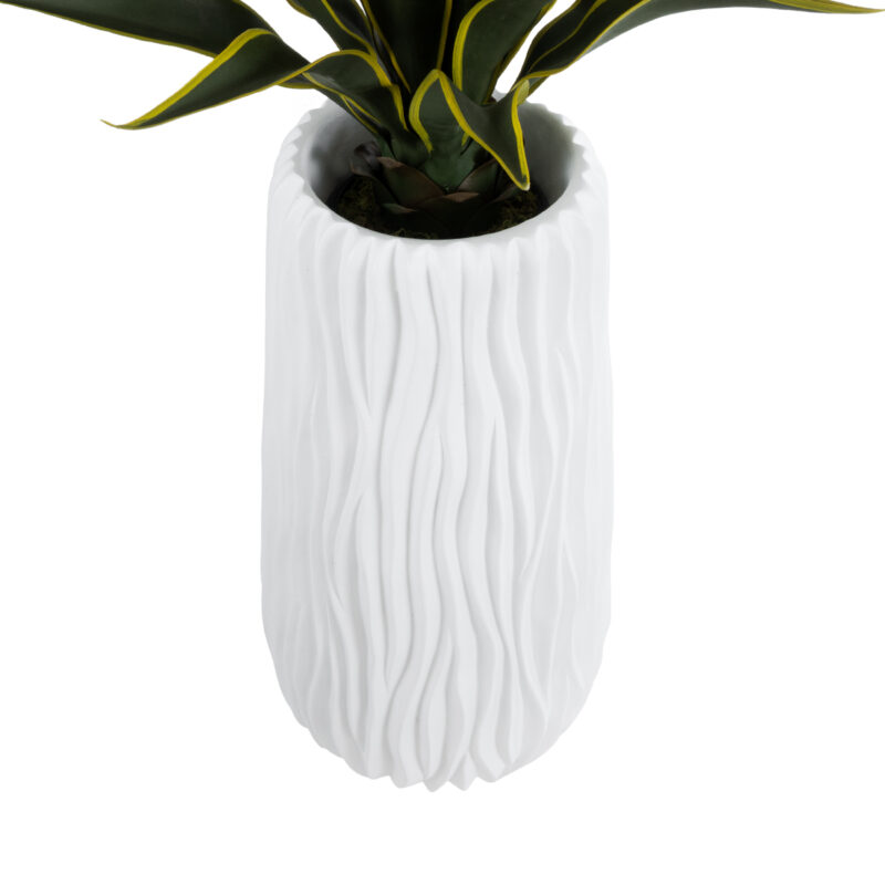 GloboStar® Artificial Garden ORIENTE 20768 Επιδαπέδιο Πολυεστερικό Τσιμεντένιο Κασπώ Γλάστρα – Flower Pot Λευκό Φ35 x Υ65cm