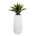 GloboStar® Artificial Garden ORIENTE 20768 Επιδαπέδιο Πολυεστερικό Τσιμεντένιο Κασπώ Γλάστρα – Flower Pot Λευκό Φ35 x Υ65cm