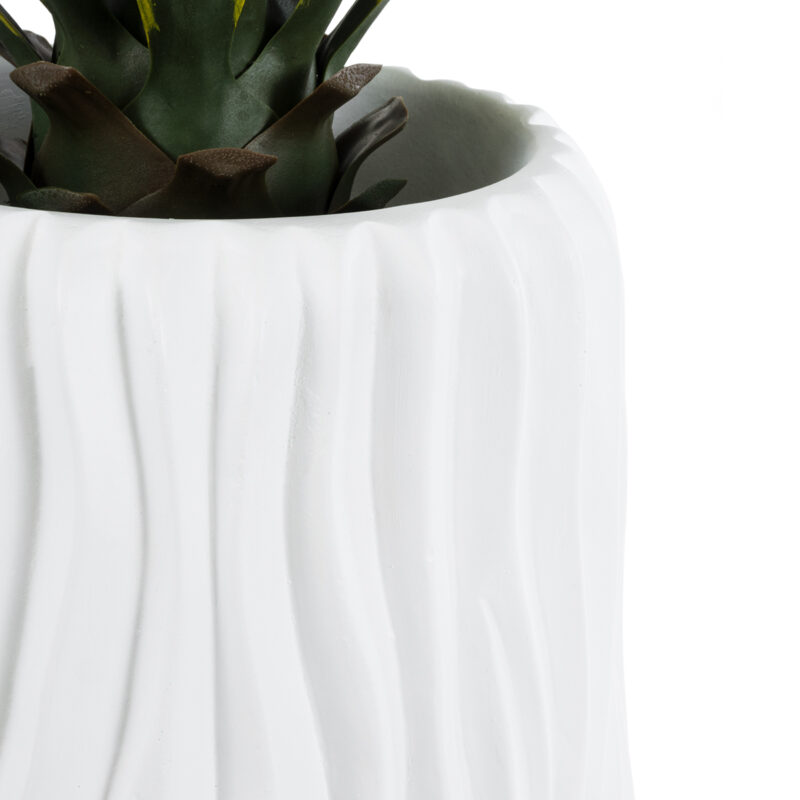 GloboStar® Artificial Garden ORIENTE 20768 Επιδαπέδιο Πολυεστερικό Τσιμεντένιο Κασπώ Γλάστρα – Flower Pot Λευκό Φ35 x Υ65cm