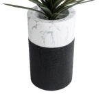 GloboStar® Artificial Garden ALMUDENA 20769 Επιδαπέδιο Πολυεστερικό Τσιμεντένιο Κασπώ Γλάστρα – Flower Pot Μαύρο με Λευκό Φ36 x Υ60cm