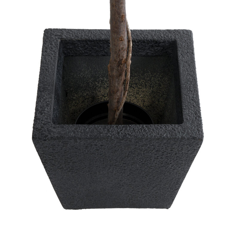 GloboStar® Artificial Garden KARRASPIO 20770 Επιδαπέδιο Πολυεστερικό Τσιμεντένιο Κασπώ Γλάστρα – Flower Pot Μαύρο Μ34 x Π34 x Υ30cm