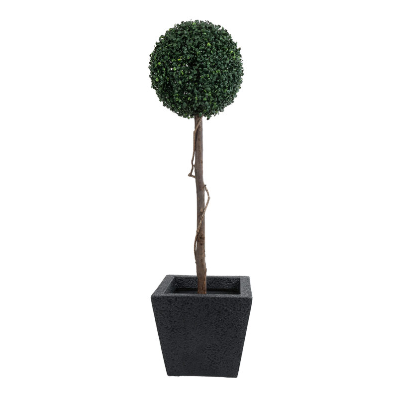 GloboStar® Artificial Garden KARRASPIO 20770 Επιδαπέδιο Πολυεστερικό Τσιμεντένιο Κασπώ Γλάστρα – Flower Pot Μαύρο Μ34 x Π34 x Υ30cm