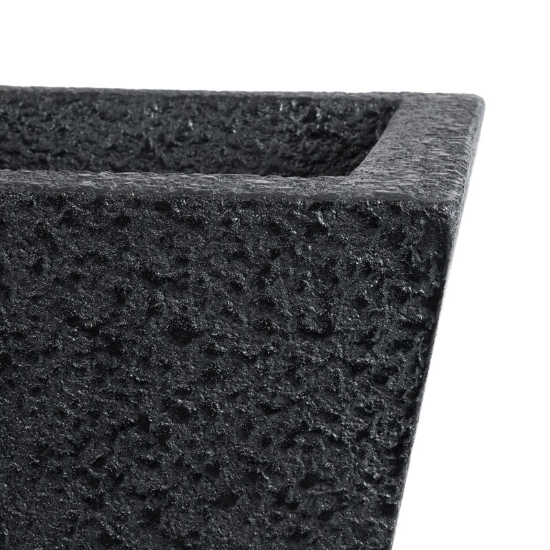 GloboStar® Artificial Garden KARRASPIO 20770 Επιδαπέδιο Πολυεστερικό Τσιμεντένιο Κασπώ Γλάστρα – Flower Pot Μαύρο Μ34 x Π34 x Υ30cm