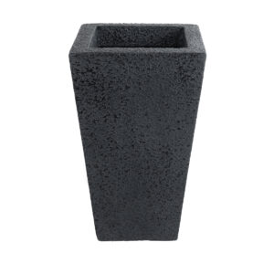 GloboStar® Artificial Garden MAYOR 20771 Επιδαπέδιο Πολυεστερικό Τσιμεντένιο Κασπώ Γλάστρα – Flower Pot Μαύρο Μ30 x Π30 x Υ50cm