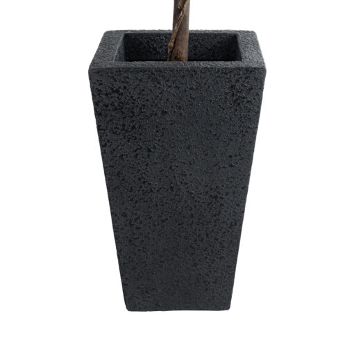 GloboStar® Artificial Garden MAYOR 20771 Επιδαπέδιο Πολυεστερικό Τσιμεντένιο Κασπώ Γλάστρα – Flower Pot Μαύρο Μ30 x Π30 x Υ50cm