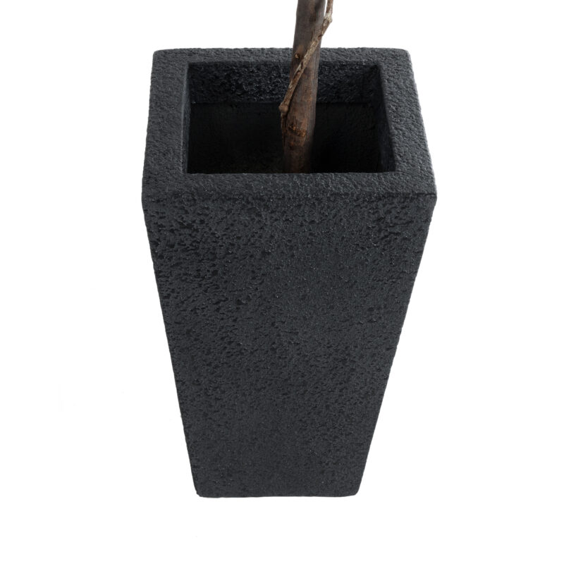 GloboStar® Artificial Garden MAYOR 20771 Επιδαπέδιο Πολυεστερικό Τσιμεντένιο Κασπώ Γλάστρα – Flower Pot Μαύρο Μ30 x Π30 x Υ50cm