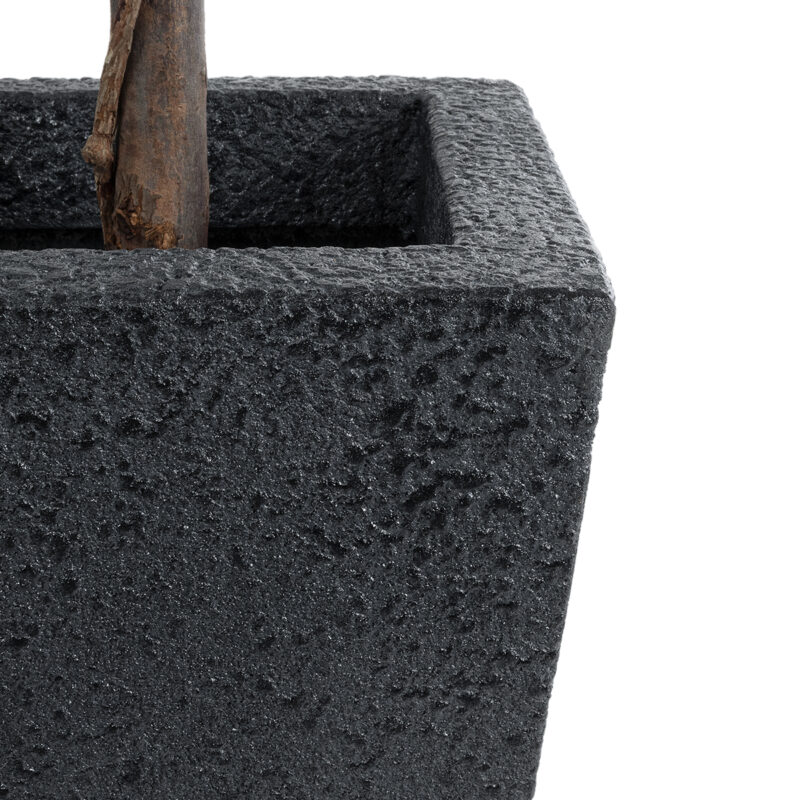 GloboStar® Artificial Garden MAYOR 20771 Επιδαπέδιο Πολυεστερικό Τσιμεντένιο Κασπώ Γλάστρα – Flower Pot Μαύρο Μ30 x Π30 x Υ50cm