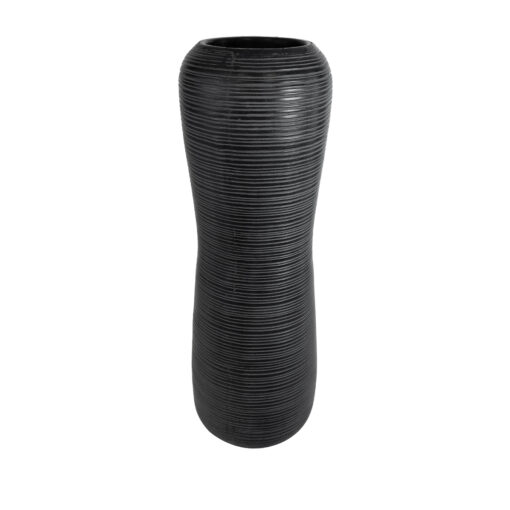 GloboStar® Artificial Garden BARRIO 20772 Επιδαπέδιο Πολυεστερικό Τσιμεντένιο Κασπώ Γλάστρα – Flower Pot Μαύρο Φ40 x Υ122cm
