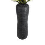 GloboStar® Artificial Garden BARRIO 20772 Επιδαπέδιο Πολυεστερικό Τσιμεντένιο Κασπώ Γλάστρα – Flower Pot Μαύρο Φ40 x Υ122cm