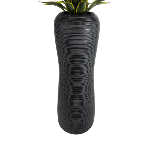 GloboStar® Artificial Garden BARRIO 20772 Επιδαπέδιο Πολυεστερικό Τσιμεντένιο Κασπώ Γλάστρα – Flower Pot Μαύρο Φ40 x Υ122cm