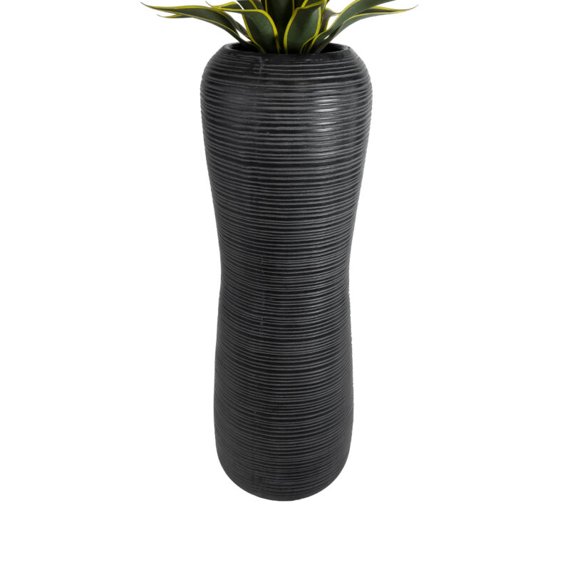 GloboStar® Artificial Garden BARRIO 20772 Επιδαπέδιο Πολυεστερικό Τσιμεντένιο Κασπώ Γλάστρα – Flower Pot Μαύρο Φ40 x Υ122cm