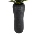 GloboStar® Artificial Garden BARRIO 20772 Επιδαπέδιο Πολυεστερικό Τσιμεντένιο Κασπώ Γλάστρα – Flower Pot Μαύρο Φ40 x Υ122cm