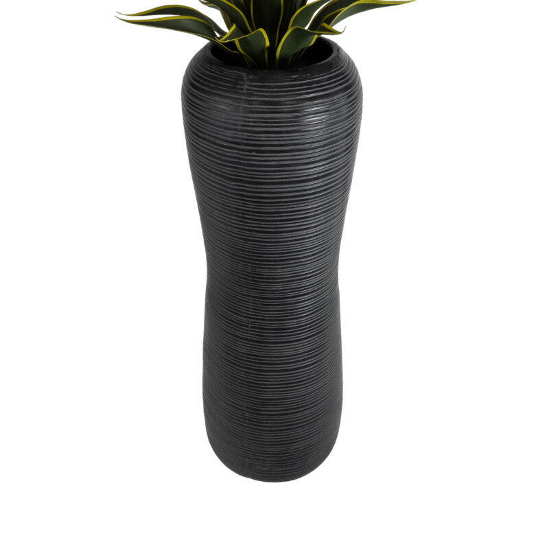 GloboStar® Artificial Garden BARRIO 20772 Επιδαπέδιο Πολυεστερικό Τσιμεντένιο Κασπώ Γλάστρα – Flower Pot Μαύρο Φ40 x Υ122cm