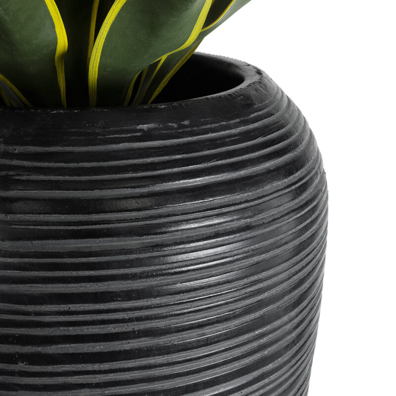 GloboStar® Artificial Garden BARRIO 20772 Επιδαπέδιο Πολυεστερικό Τσιμεντένιο Κασπώ Γλάστρα – Flower Pot Μαύρο Φ40 x Υ122cm