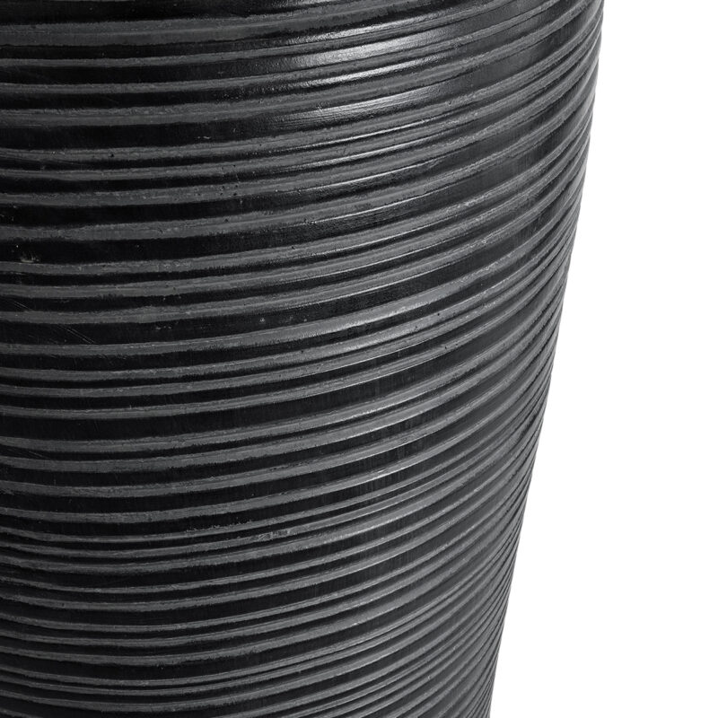 GloboStar® Artificial Garden BARRIO 20772 Επιδαπέδιο Πολυεστερικό Τσιμεντένιο Κασπώ Γλάστρα – Flower Pot Μαύρο Φ40 x Υ122cm