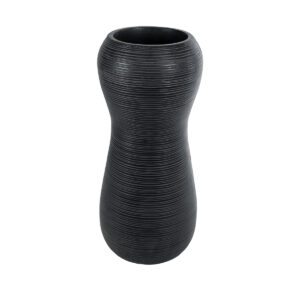 GloboStar® Artificial Garden BARRIO 20773 Επιδαπέδιο Πολυεστερικό Τσιμεντένιο Κασπώ Γλάστρα – Flower Pot Μαύρο Φ40 x Υ93cm